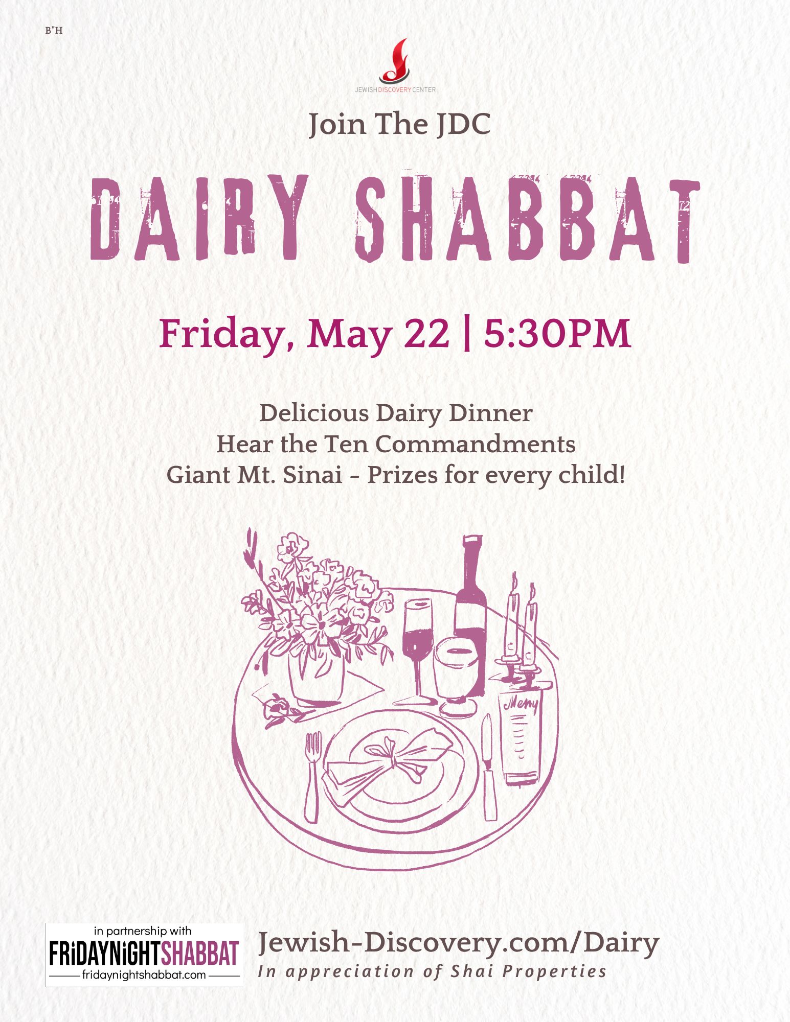 Friday Night Dairy Shabbat at the Jewish Discovery Center